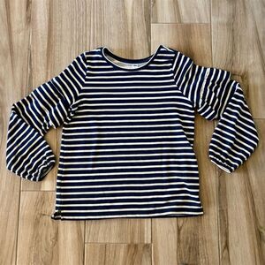 Old Navy Women's Striped Long Sleeve Crew Neck Top Size M Blue